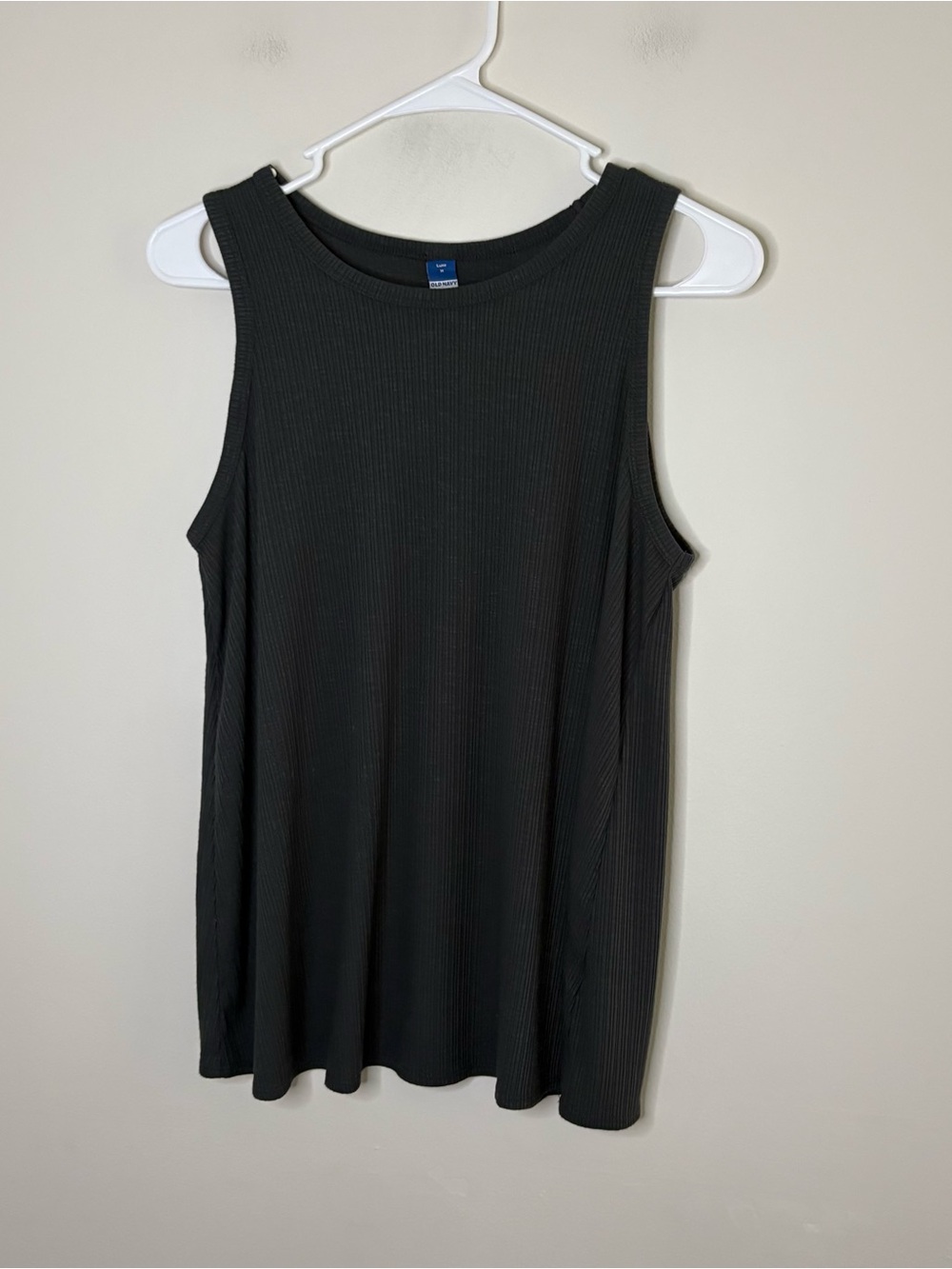 OLD NAVY M Gray Luxe Rib-Knit Swing Tank Top Loose High Neck Panther Steel